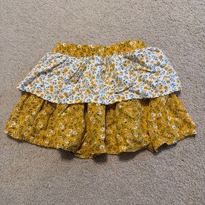 Little Lass Two-Tier Floral Skirt in Yellow and White